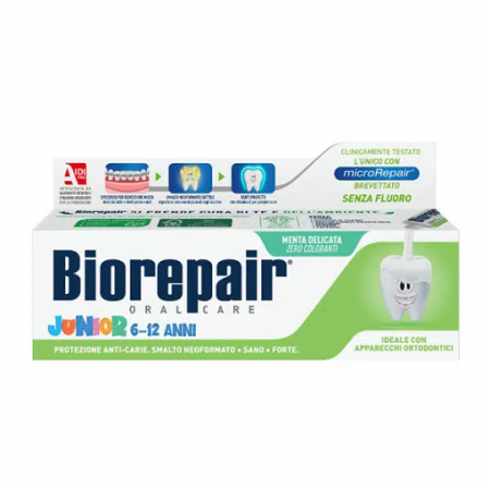 Pasta de Dinti Fara Fluor pentru Copii intre 6-12 Ani, Biorepair Junior, 75ml Pasta de Dinti Fara Fluor pentru Copii intre 6-12 Ani, Biorepair Junior, 75ml