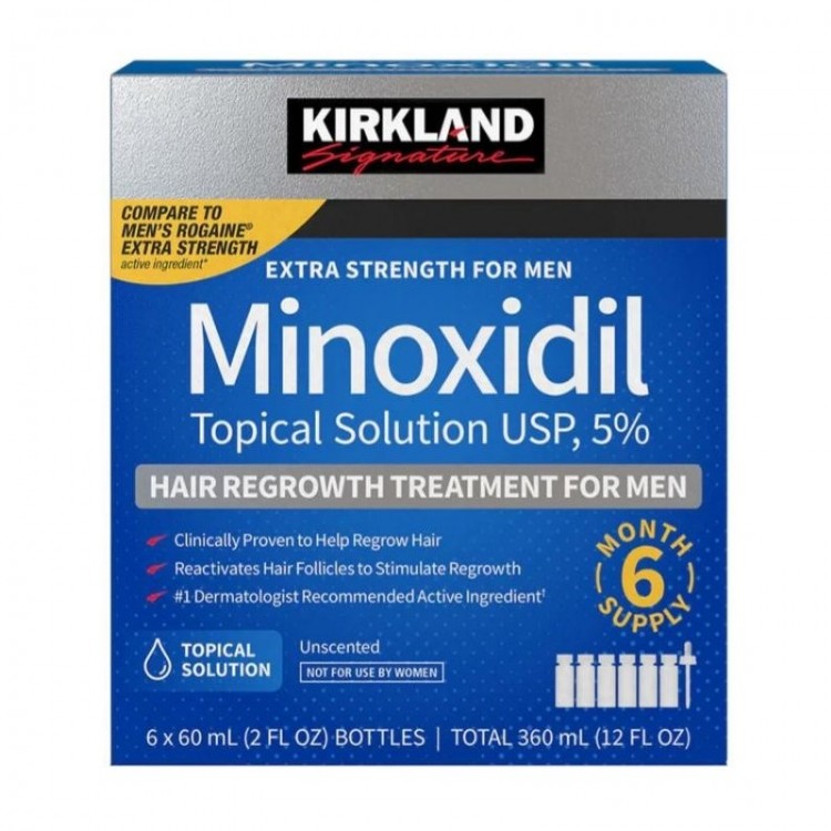 Minoxidil 5%, Tratament Regenerare Par Barbati, Flacon 60ml, pentru 30 zile, Pipeta cu Capac Inclusa