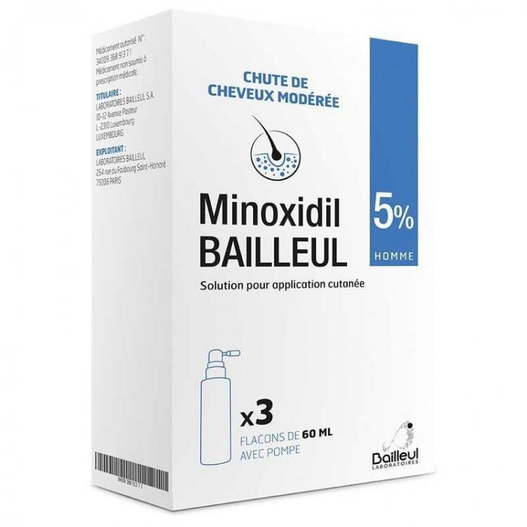 Solutie Regenerare Par Barbati, BAILLEUL, Minoxidil 5%, Pulverizator Inclus, 3 x 60ml Solutie Regenerare Par Barbati, BAILLEUL, Minoxidil 5%, Pulverizator Inclus, 3 x 60ml